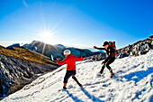 Hikers ascending to summit of Hochschwab, Styria, Austria