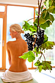 Young woman inside a wellness area of a hotel, Fladnitz an der Teichalm, Styria, Austria