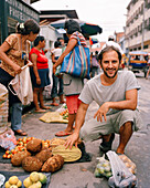 PERU, Belen, Amazon Rainforest, South America, Latin America, portrait of Chef Pedro Miguel Schiaffino at the Belen Market.