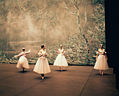 RUSSIA, Moscow, group of young Bolshoi ballerinas warming up before a show at the Bolshoi Theatre