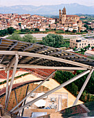 SPAIN, Frank Gehry, Elciego, La Rioja, Marques de Riscal, vineyard and residential structures