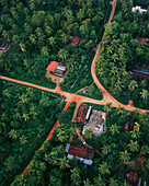 SRI LANKA, Asia, aerial view of Dambulla with houses and road