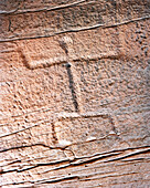 USA, Arizona, historic carving on rock, Winslow