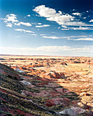 USA, Arizona, Petrified Forest National Park, Painted Desert landscape and sky