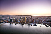 USA, California, San Francisco, View of the San Francisco and bay from the Airship Ventures Zepplin, Market Street