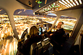 USA, California, San Francisco, flying over San Francisco at night in the Airship Ventures Zepplin