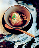 JAPAN, Kyushu, dessert served at Hisago Restaurant in Karatsu pottery