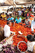 MAURITIUS, Flacq, the largest open air market in Mauritius, Flacq Market, buying fresh tomatoes