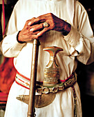 SAUDI ARABIA, midsection of a dagger maker, Khamis Mushayt