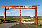 USA, Wyoming, Encampment, the entrance gate to Big Creek Ranch