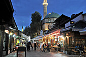 Bascarsija in der Altstadt, Abendlicht, Sarajevo, Bosnien und Herzegowina