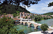 Old bridge, Konjic bridge and the river Neretva, Bosnia and Herzegovina