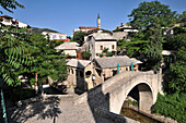 An der schrägen Brücke, Mostar, Bosnien und Herzegowina
