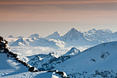 Berner Alpenkamm mit Bietschhorn, Val d Anniviers, Kanton Wallis, Schweiz