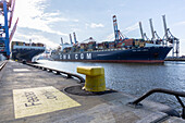 Container ship moored in the container terminal Burchardkai in Hamburg, Burchardkai, Hamburg, Germany