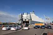 Car import and export at the port of Hamburg, Hamburg, Germany