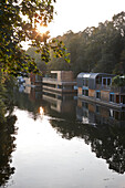 House boats on Eilbek canal, Hamburg, Germany