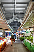 Marktstände auf dem Wochenmarkt der Isestraße, Eppendorf, unter S-Bahn Linie, Hamburg, Deutschland