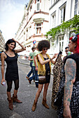 Women browsing at the fleamarket in Beckstrasse, Schanzenviertel, Hamburg, Germany