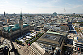 View from the tower of St. Peter's Cathedral over the inner city, Hamburg, Germany