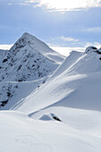 View to Sagtaler Spitzen, back-country skiing, Sagtaler Spitzen, Kitzbuehel range, Tyrol, Austria