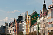 Häuserfassade am Wenzelsplatz, Prag, Tschechien, Europa
