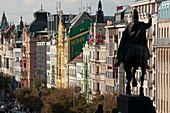 Houses along Wenceslas Square, Prague, Czech Republic, Europe