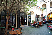Courtyard restaurant in the old city of Prague, Prague, Czech Republic, Europe