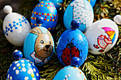 Easter decorations on the fountain of the former Ebrach monastery, Upper Franconia, Bavaria, Germany