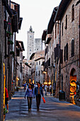 Via San Giovanni in the evening light, San Gimignano, Tuscany, Italy