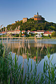 Guessing castle reflected in a fish pond, Guessing, Burgenland, Austria