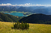 View from Schafberg to lake Wolfgangsee, Dachstein, Salzkammergut, Salzburg Land, Austria
