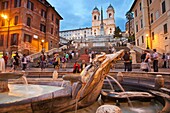 Piazza di Spagna square, Trinita dei Monti church and the Spanish Steps, Rome, Lazio, Italy