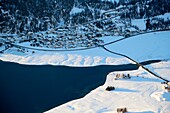 Switzerland, The Graubunden canton, Saint-Moritz, aerail view from helicopter