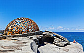 Sculpture by the Sea, annual exhibition at the Bondi - Tamarama coastal walk  ´Mirador´ plywood, timber, perspex sculpture by Rachewl Couper & Ivana Kuzmanovska