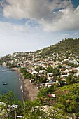 St  Vincent and the Grenadines, St  Vincent, Leeward Coast, Barrouallie, elevated town view