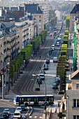France, Normandy Region, Calvados Department, Caen, elevated city view of Avenue du 6 Juin avenue