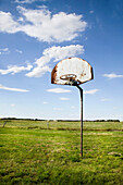 Old Basketball Hoop in Field, Handel, Saskatchewan