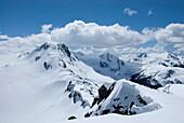View across Tremor Glacier to Tremor Mountain along Spearhead traverse, Garibaldi Provincial Park, Whistler, British Columbia