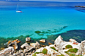 Italy, Sicily,  Aegadian Islands, Favignana Island, sailling boat, lagoon