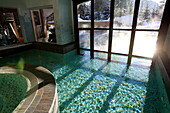 France, Rhone Alps, Megève Ski Resort, Chalet du Mont d'Arbois - Relais & Châteaux luxury hotel, Indoor Swimming pool