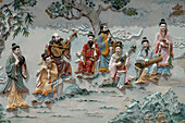 Socialist Republic of Vietnam, Southern Vietnam, Ho Chi Minh City, Quan Am Pagoda - Built in 1816 by the Fujian Chinese Congregation, Asian fresco of music players