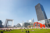 France, Paris, la Défense, general view on the square and towers