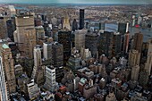 USA, New York City, Panoramic view of New York City from Empire State Building at dusk