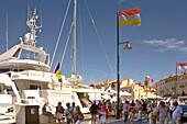 France, St Tropez, Marina, Crowd and yachts
