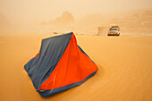 Arab Republic of Egypt, White Desert, Hofrit Ounis, Khemsin - Dust Storm, Tent in the desert