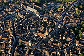 France, Côte-d'Or (21), Beaune, a town with a rich historical and architectural heritage, is considered the wine capital of Burgundy, the old city (aerial photo)