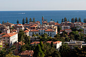 Italy, broad view of residential quarter of the city of bordighera