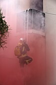 Firefighter exercises and training. Paris. France.