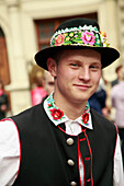 Ukraine, Lviv, young man in traditional dress